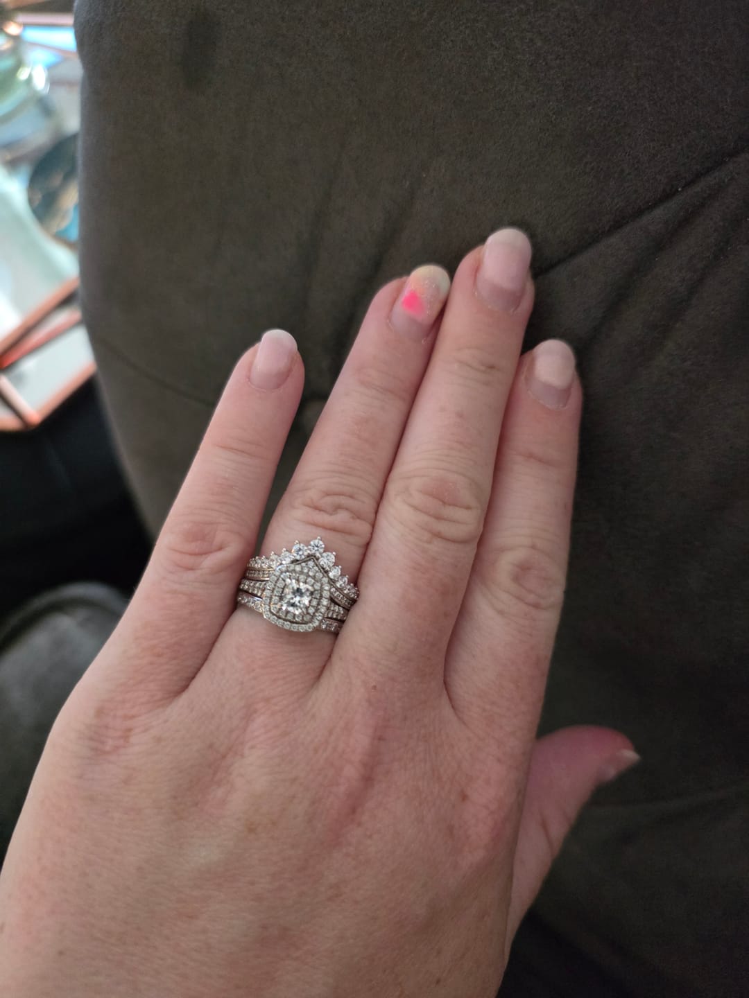 Customer photo review of Wishbone Jewel Ring in Silver