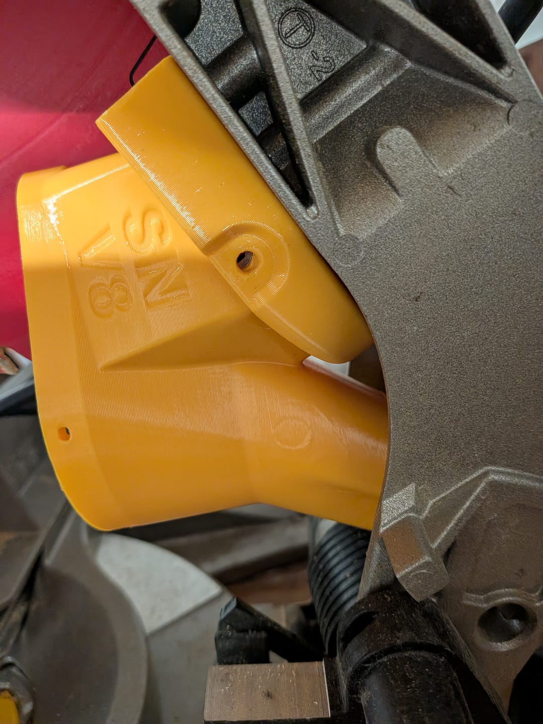 Customer photo review of Dust Collection Chute for Dewalt DW715/716 12" Non-Sliding Miter Saw