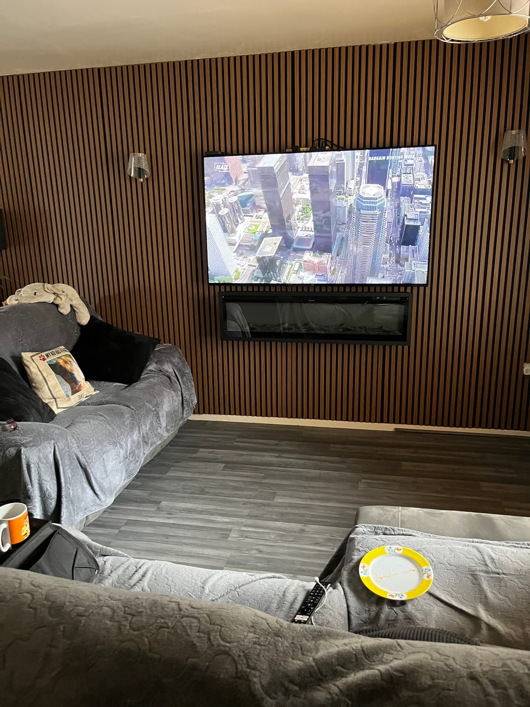 Customer photo review of Premium Acoustic Wall Panels - Teak Oak