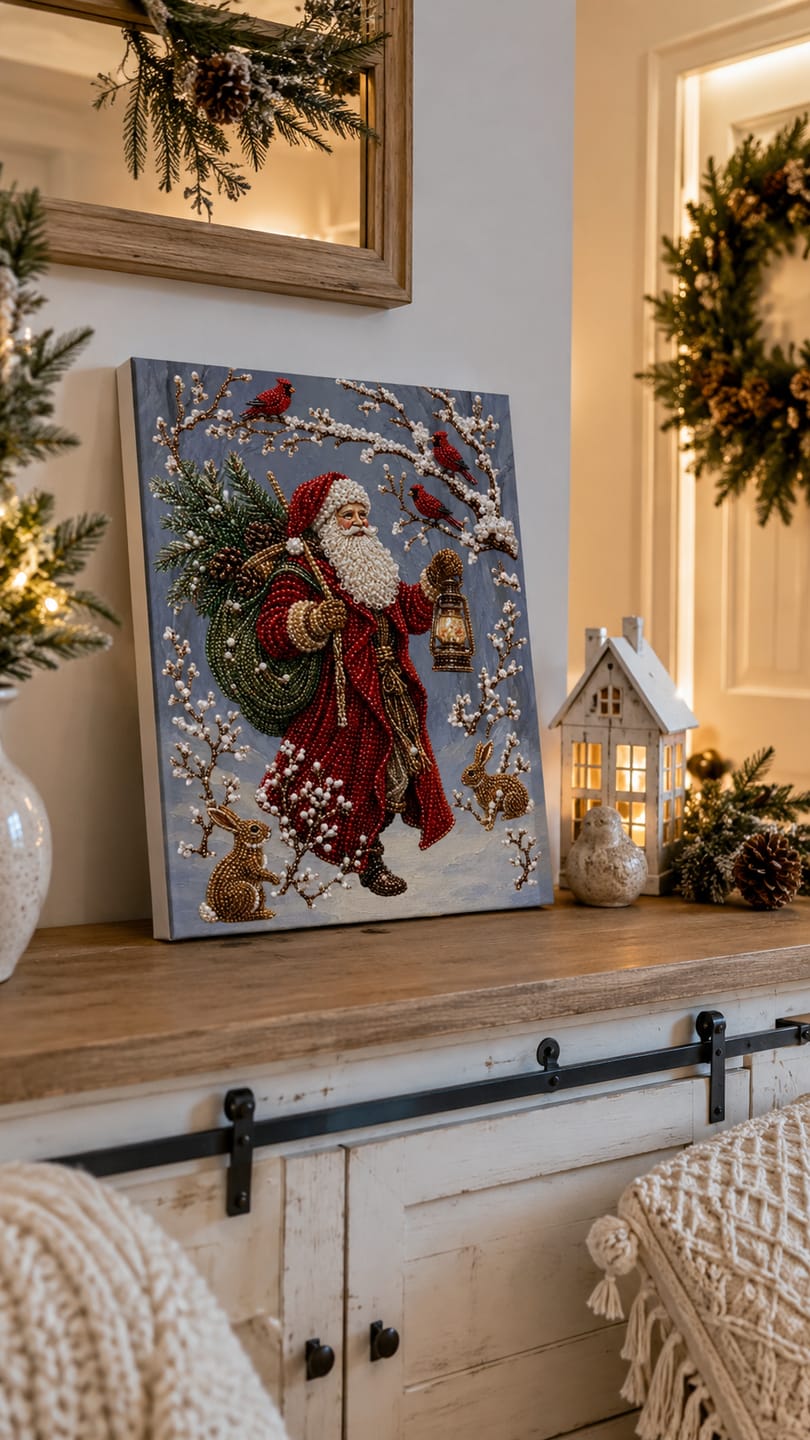 Customer photo review of 3D Pearl Art DIY Kit – Personalized Name Christmas Canvas Wall Decor for Holiday Decor & Gifts for Family and DIY Lovers