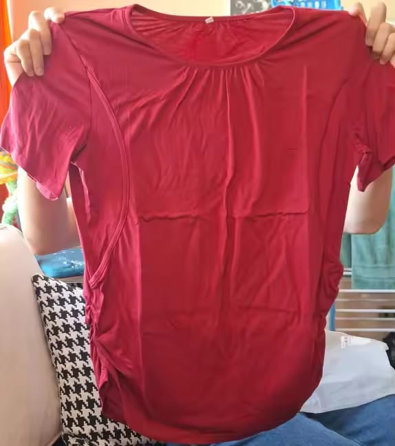 Customer photo review of Persephone - Women's Maternity Nursing Top – Double-Layer Breastfeeding T-Shirt with Short Sleeves