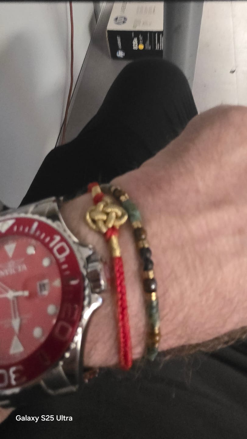 Customer photo review of Money Knot Red String Bracelet – Handmade Wealth & Protection Charm