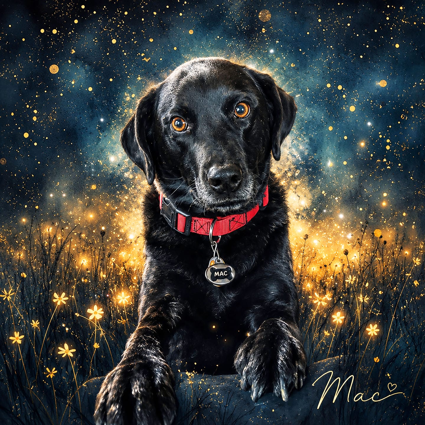 Customer photo review of Custom Pet Portrait Canvas – The Celestial