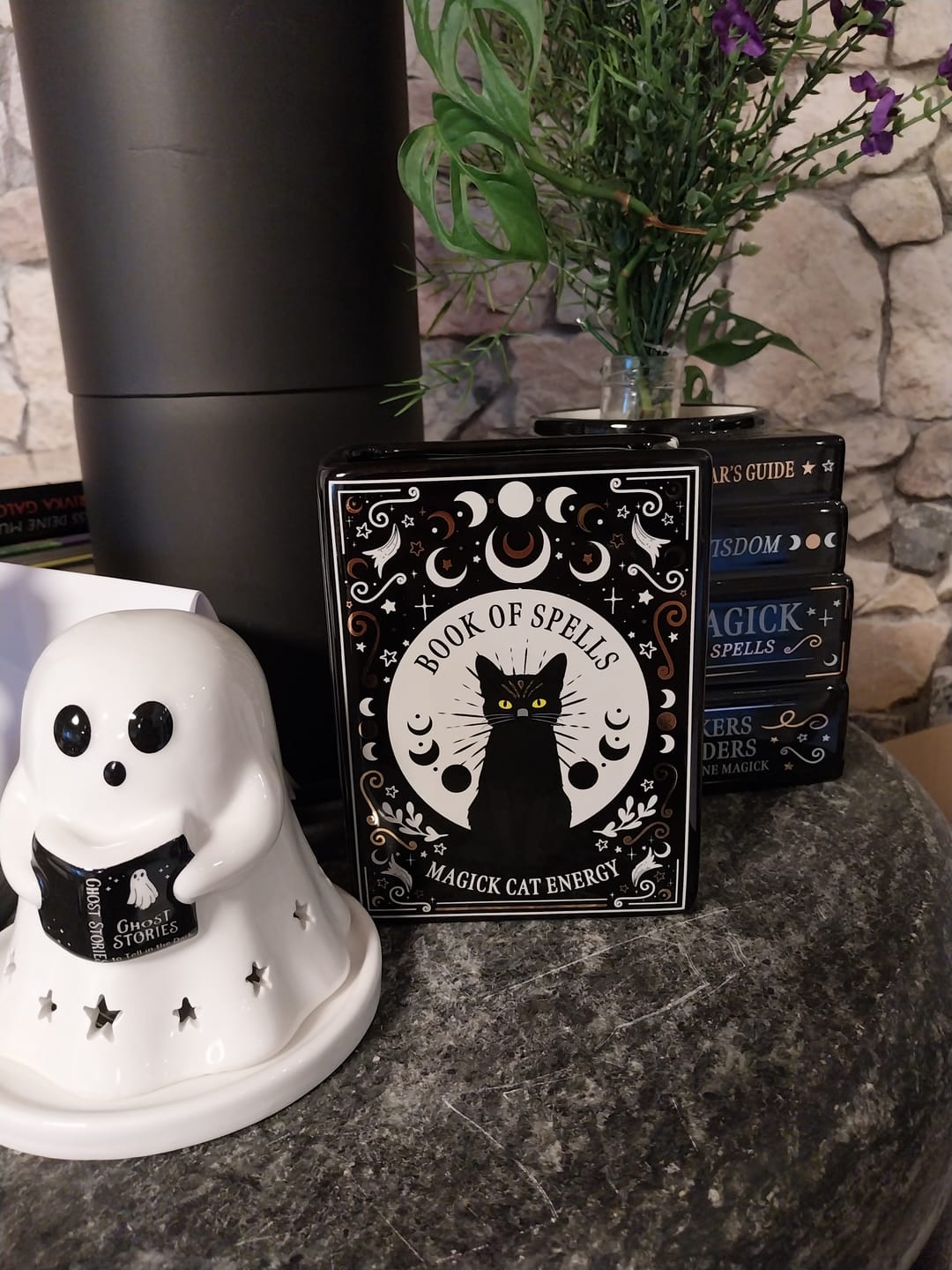 Customer photo review of Schwarze Katze Buch Vase – Witchy Blumenvase für Katzenliebhaber