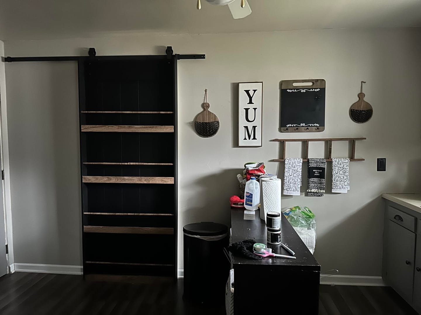 Customer photo review of TENONER Black Solid Core MDF Bookshelf Sliding Barn Door for Living Rooms, Bedrooms, Closet