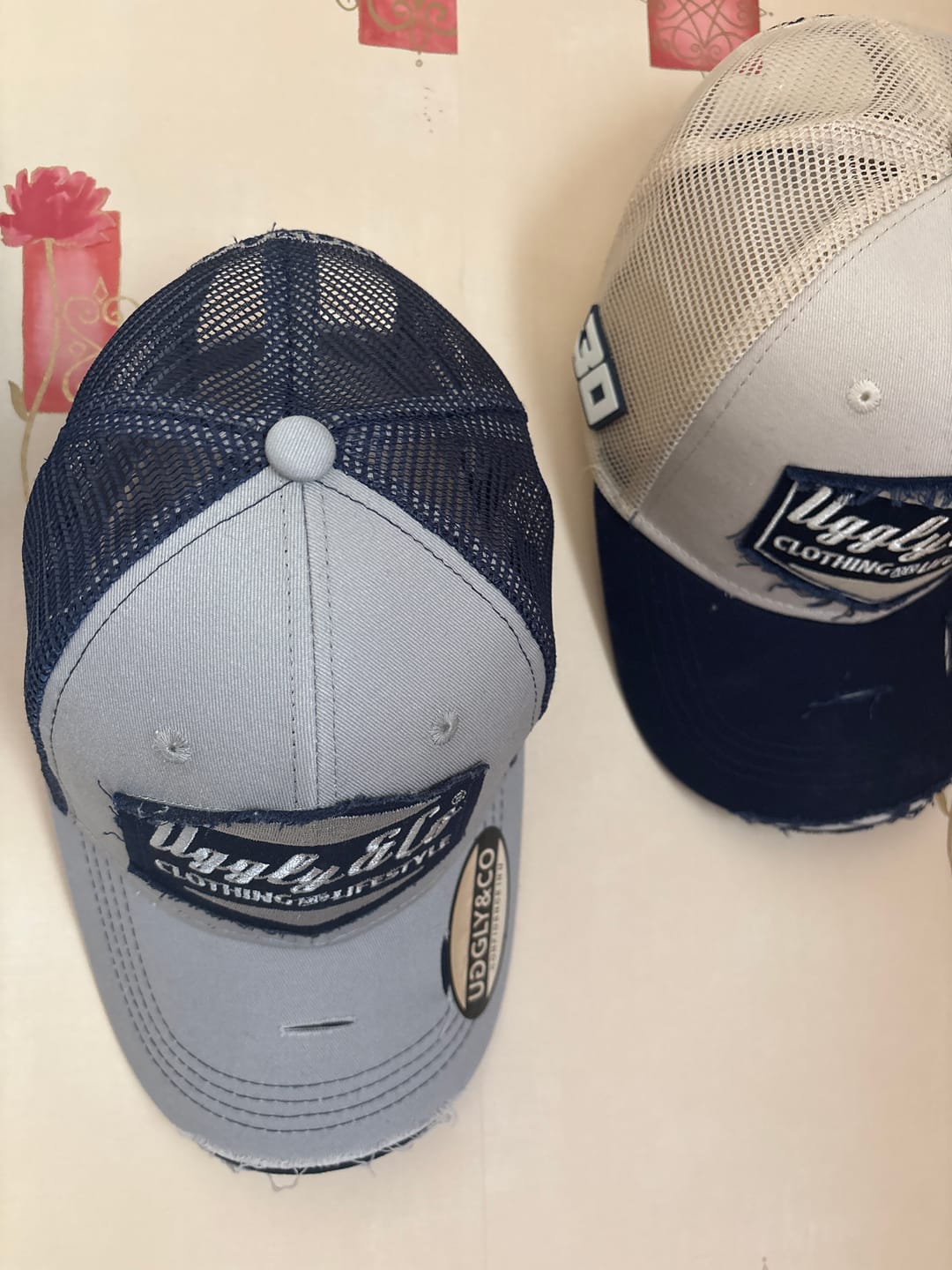 Customer photo review of Off White & Navy Diamond Cap