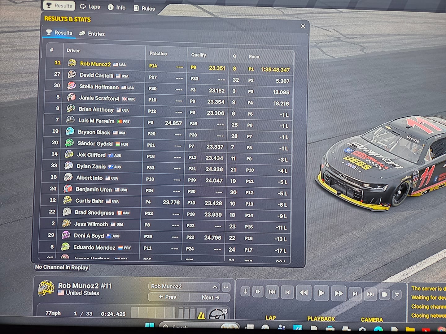 Customer photo review of iRacing Class A (NextGen Cup) Setup Packs