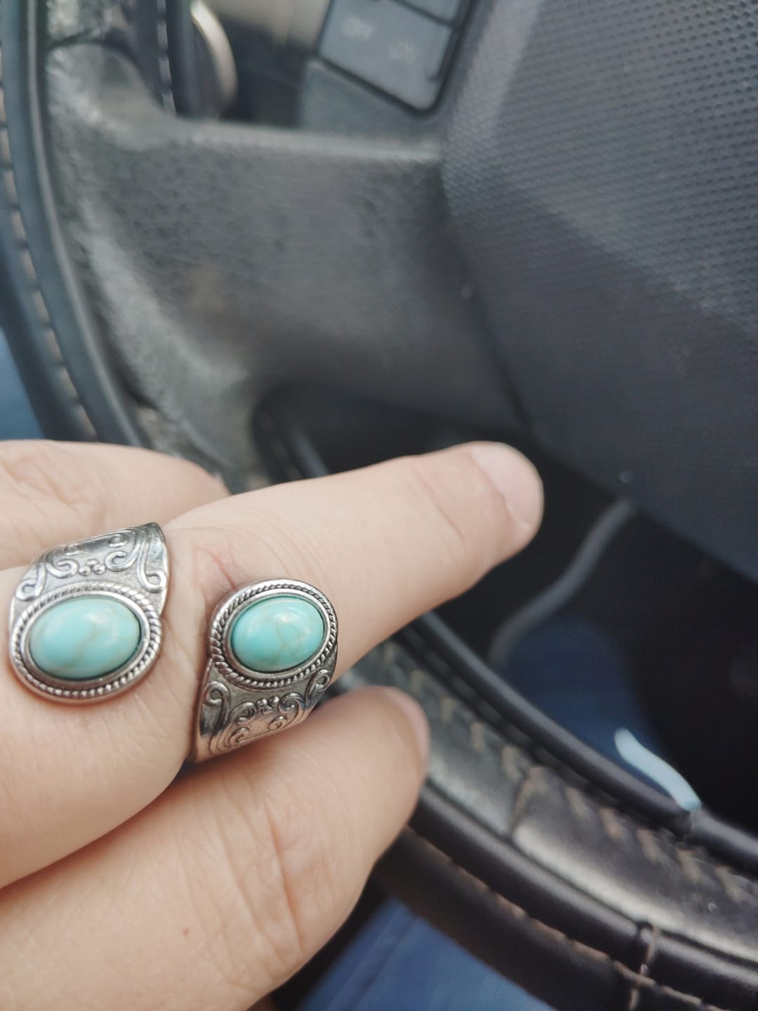 Customer photo review of Turquoise Antique Silver Plated Ring