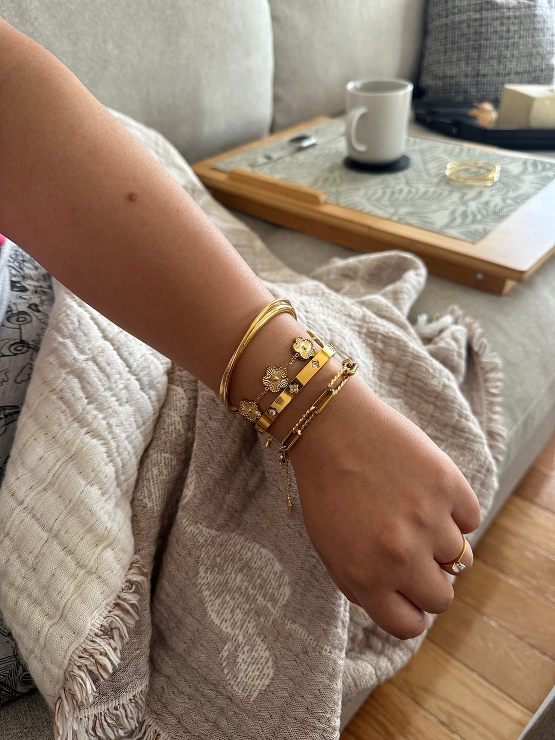 Customer photo review of Gold Clover Bangle