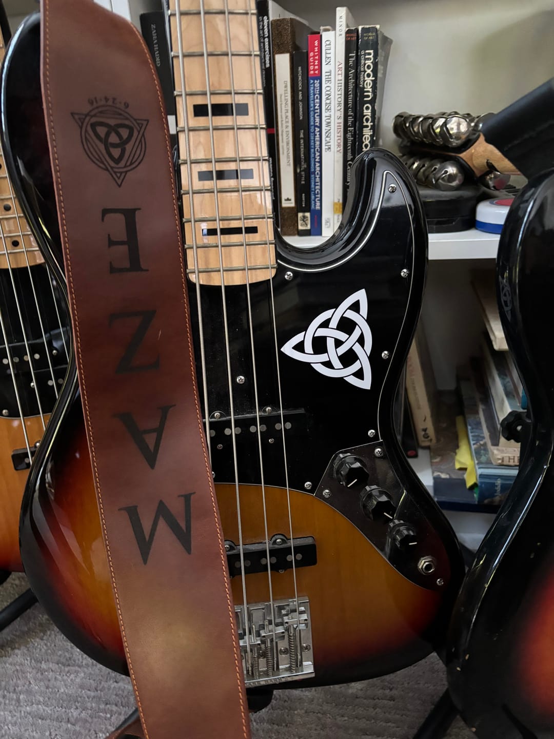 Customer photo review of Leather Bass Guitar Strap Custom