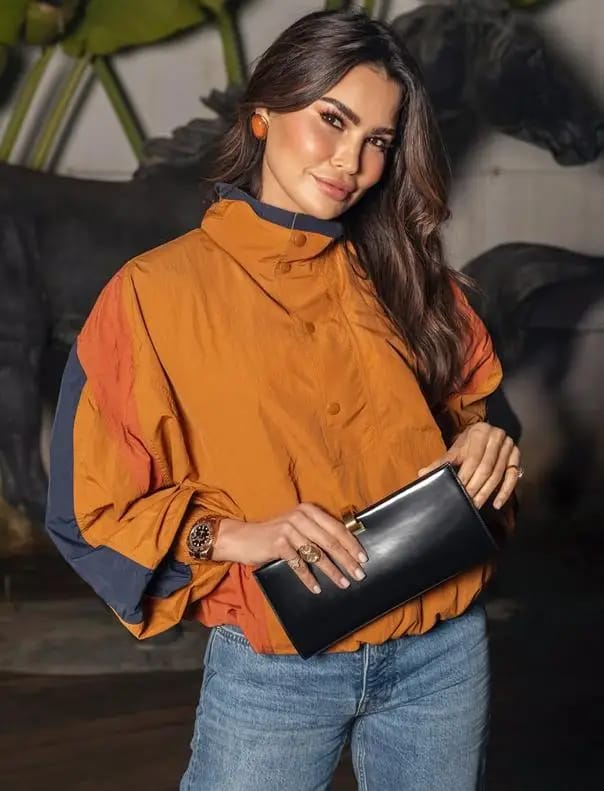 Customer photo review of Nerea Oversized Colorblock Cropped Jacket
