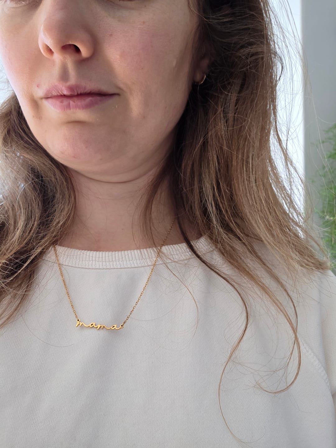 Customer photo review of 18k Gold Plated Mama Necklace
