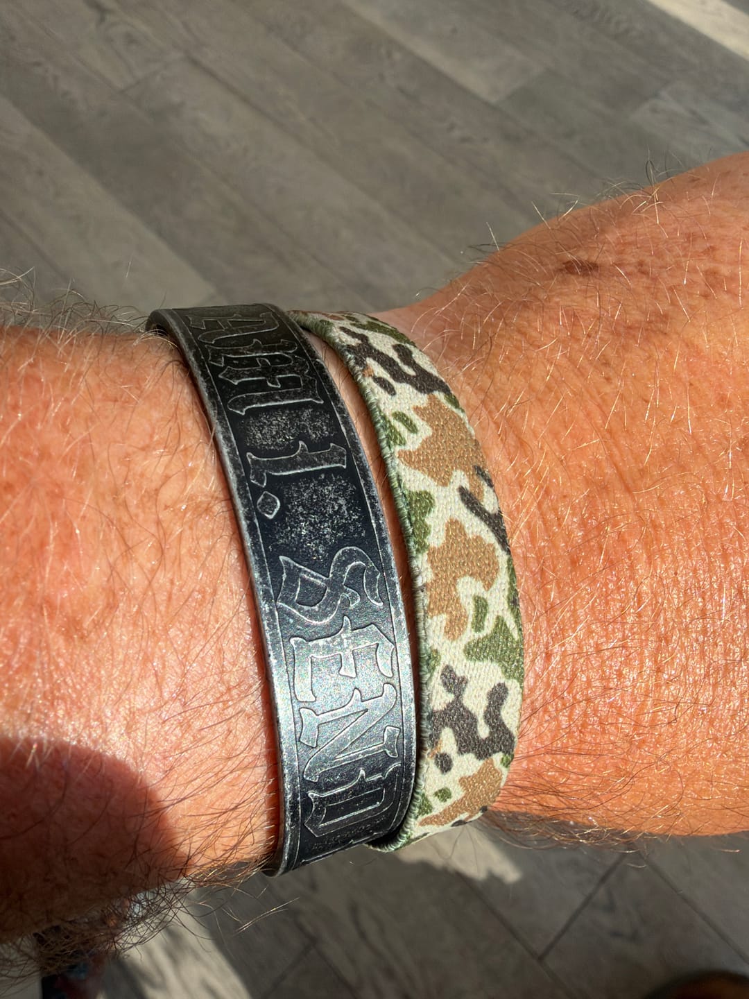 Customer photo review of Here Am I. Send Me. - Stainless Steel Cuff Bracelet