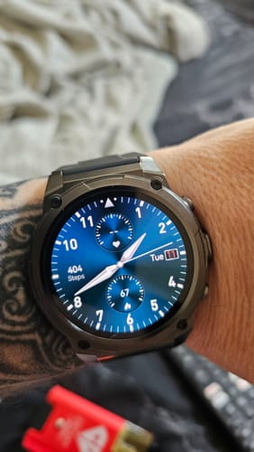 Customer's Gard Pro Ultra 3 watch on wrist, featuring a metallic finish and a blue digital display.