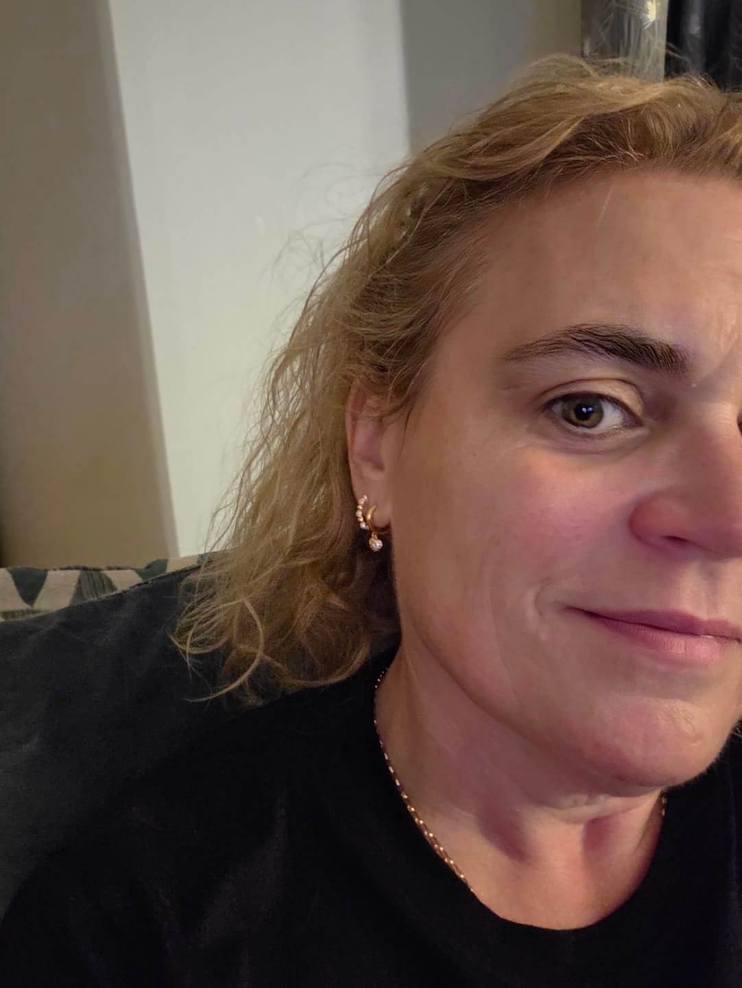 Customer photo review of Amore Pave Hoop Earrings Gold