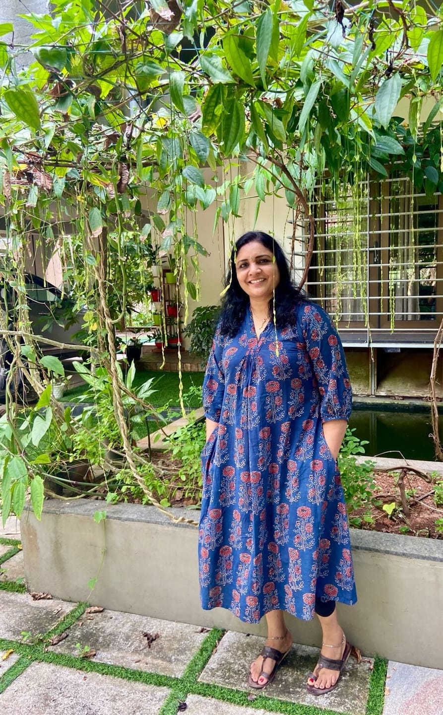 Customer photo review of Nila Gulabo Ajrakh Dress