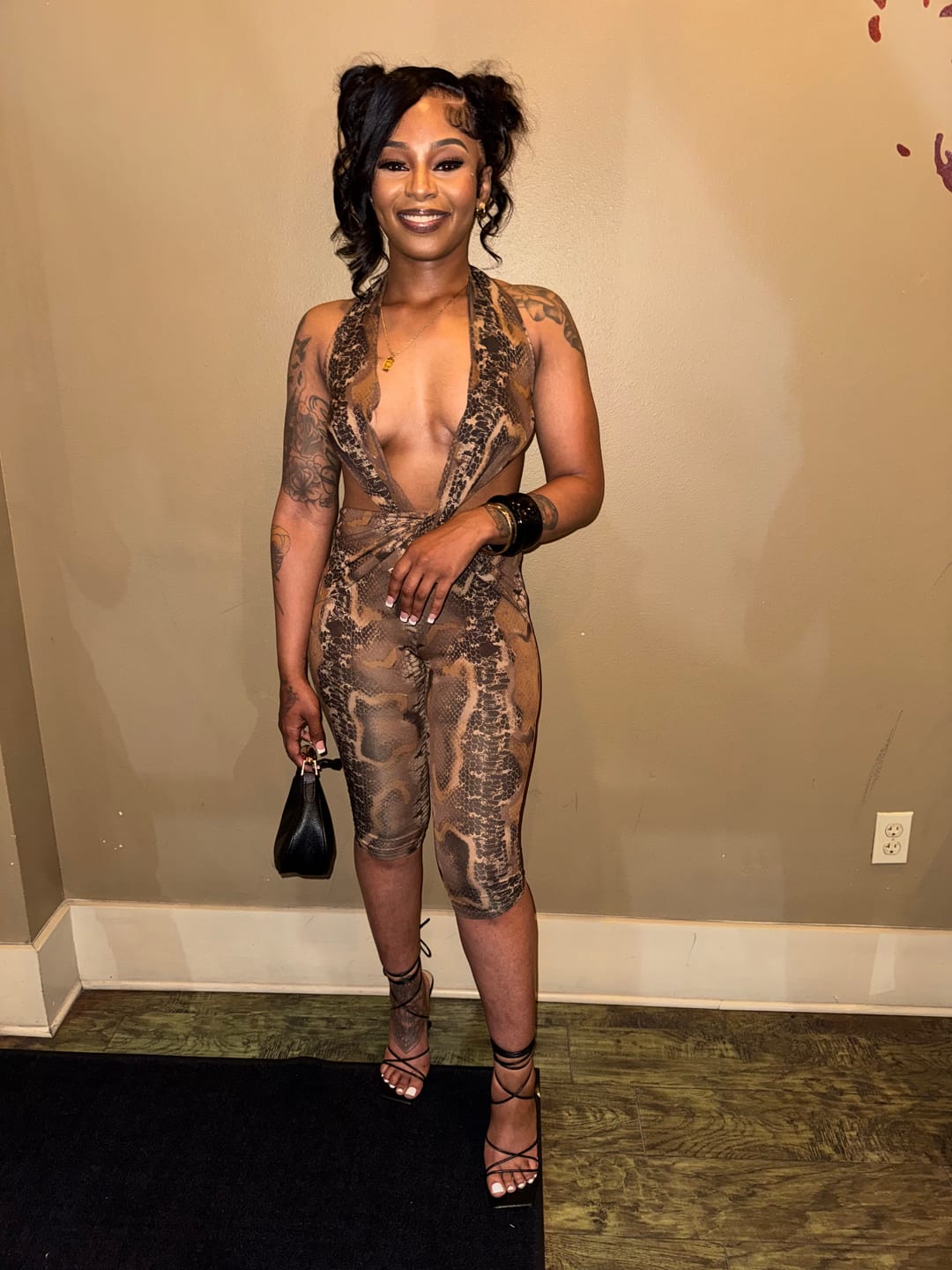 Customer photo review of Venom Snake Print Capri Jumpsuit