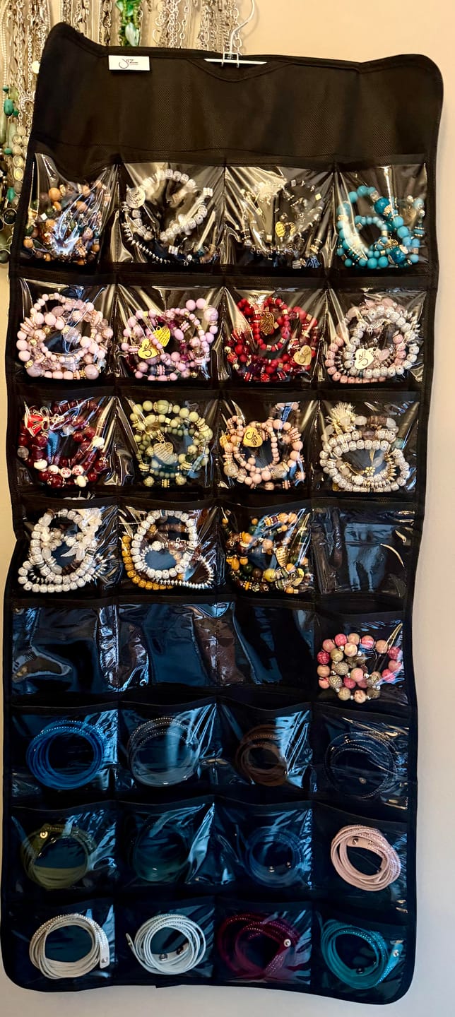 Customer photo review of Stretchy Doodah Hanging Jewellery Organiser