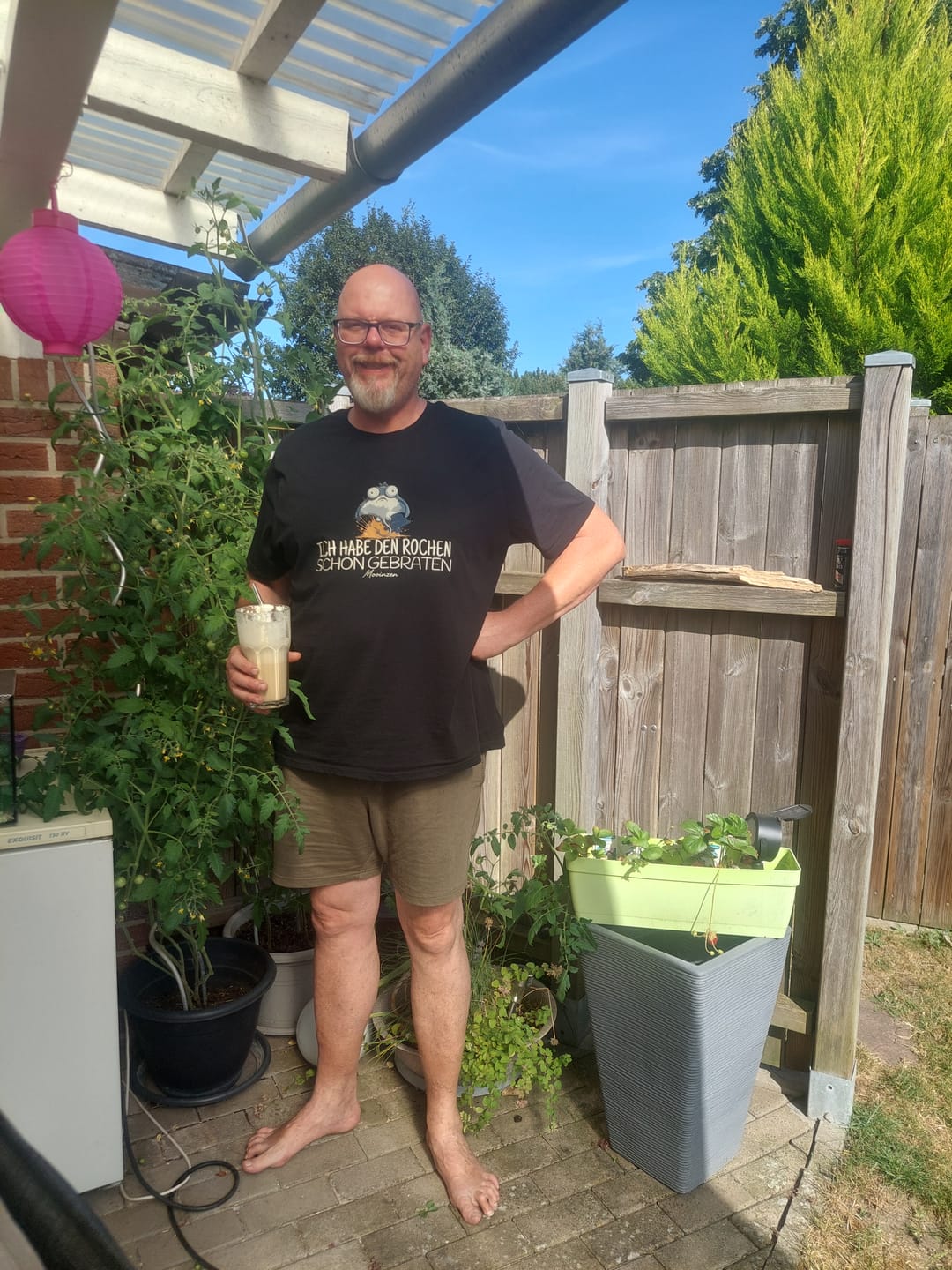 Customer photo review of Ich habe den Rochen schon gebraten  · Herren Premium Bio T-Shirt