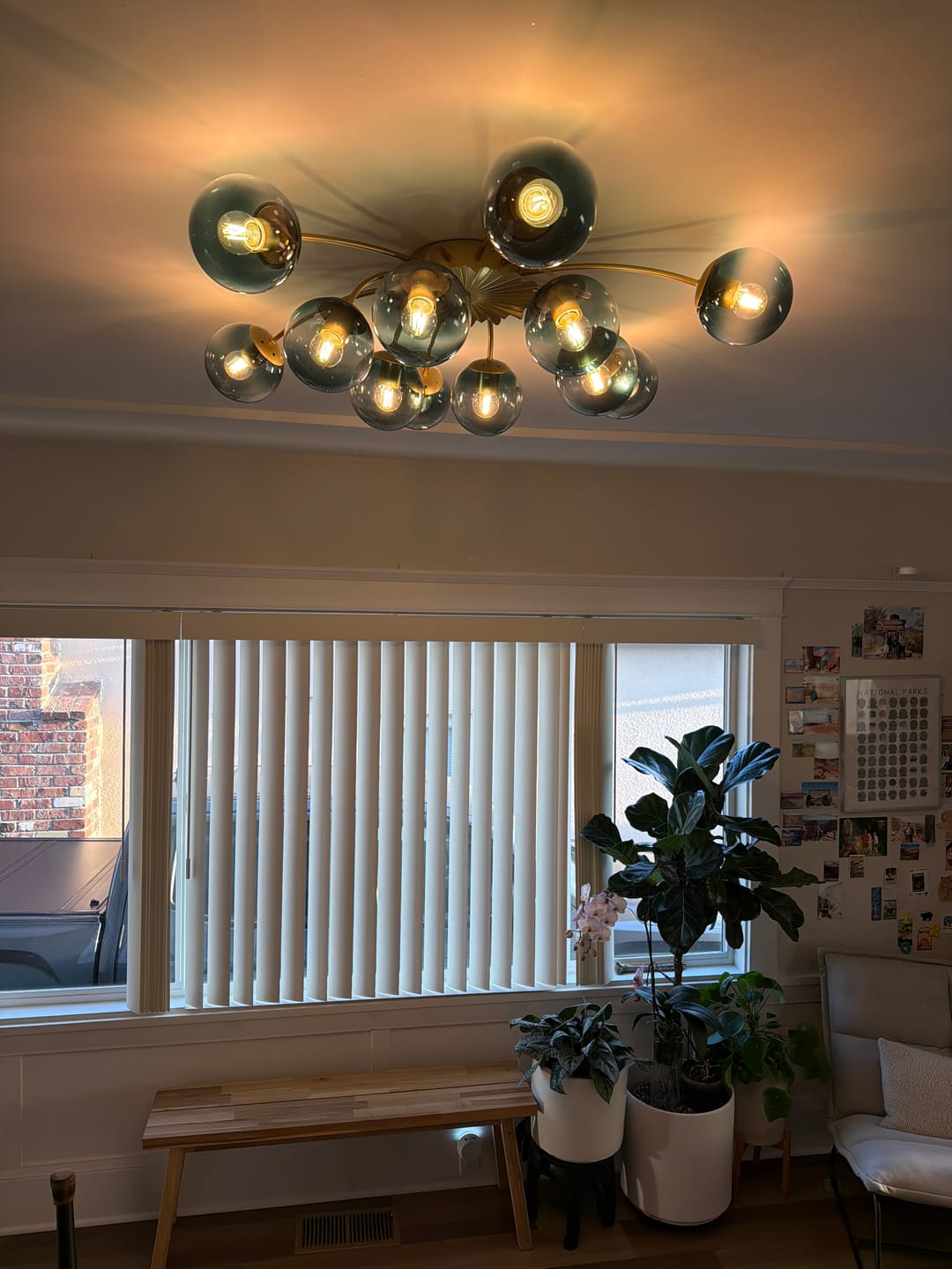Customer photo review of Glam Bloom 12-Light Blue Glass Bubble Semi Flush Chandelier