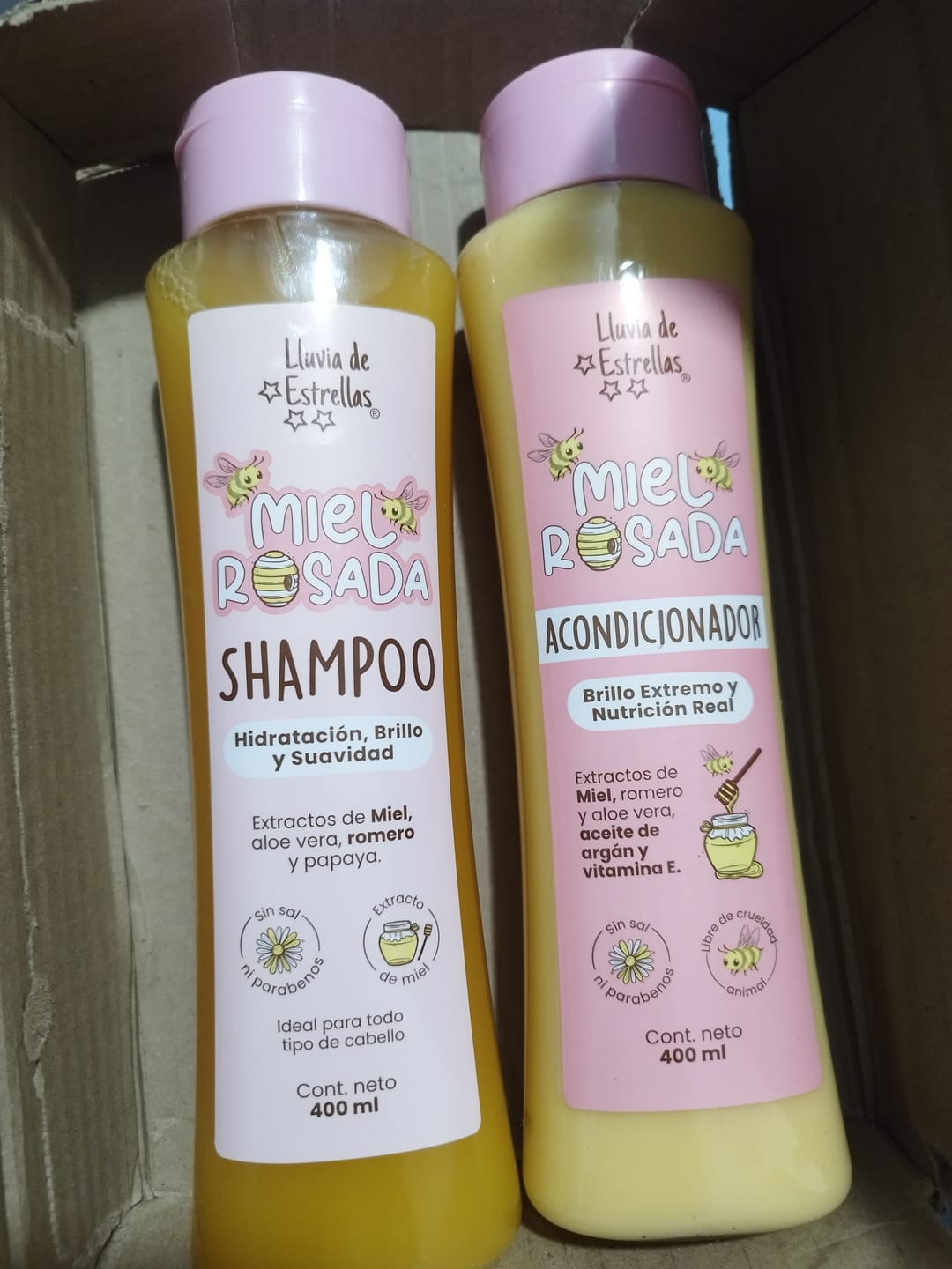 Customer photo review of SHAMPOO+ACONDICIONADOR MIEL ROSADA