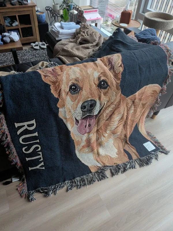 Customer photo review of Personalized Dog Woven Blanket