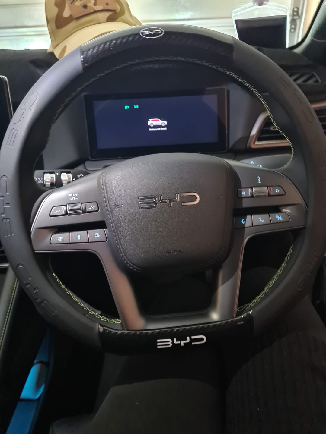 Customer photo review of Carbon Fiber Style Nappa Leather Steering Wheel Cover For BYD