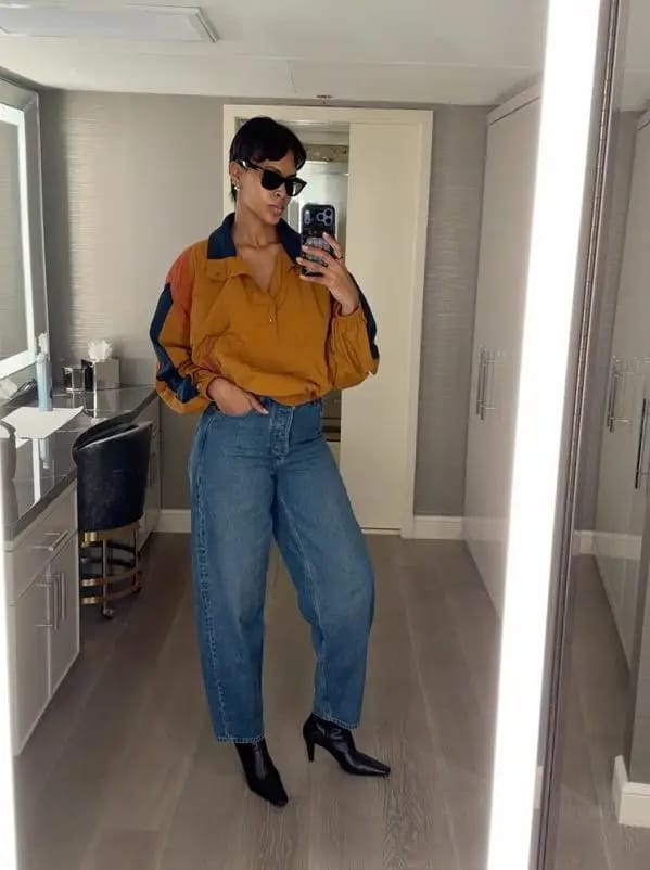 Customer photo review of Nerea Oversized Colorblock Cropped Jacket
