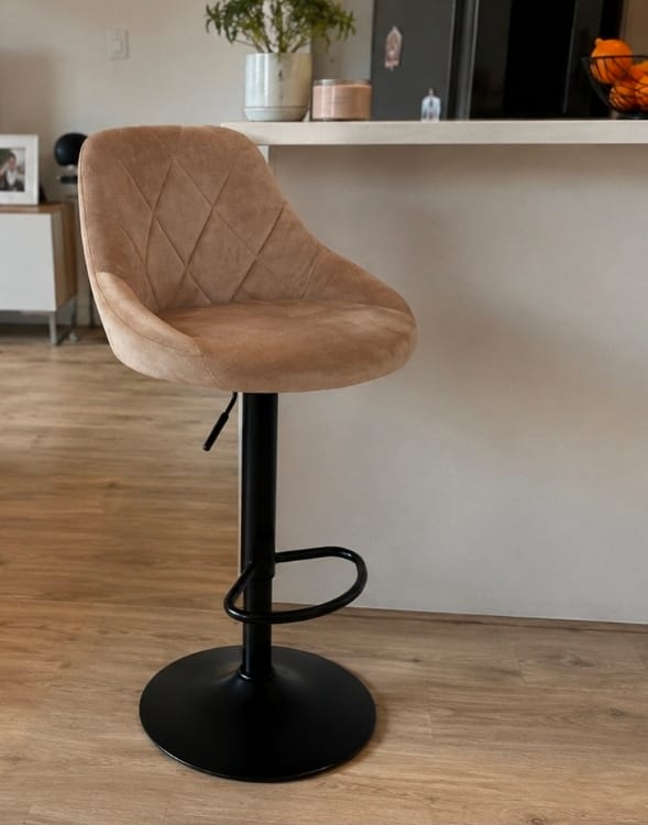 Customer photo review of Scaun de bar rotativ H101, bej/negru, stofa catifelata/metal, 47x45x84/106 cm
