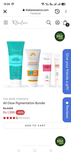 Customer's All Glow Pigmentation Bundle including the Advance Lip Pigmentation Cream on a mobile website page.