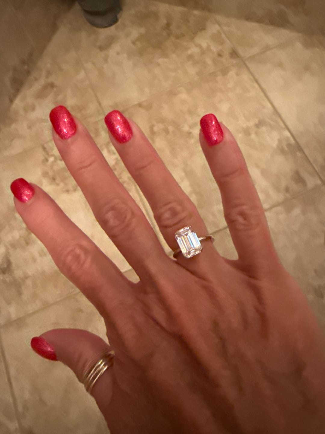 Customer photo review of S925 5.0/11.5 Ct Emerald Cut Engagement Ring In Sterling Silver Classic Everyday Wearable Ring