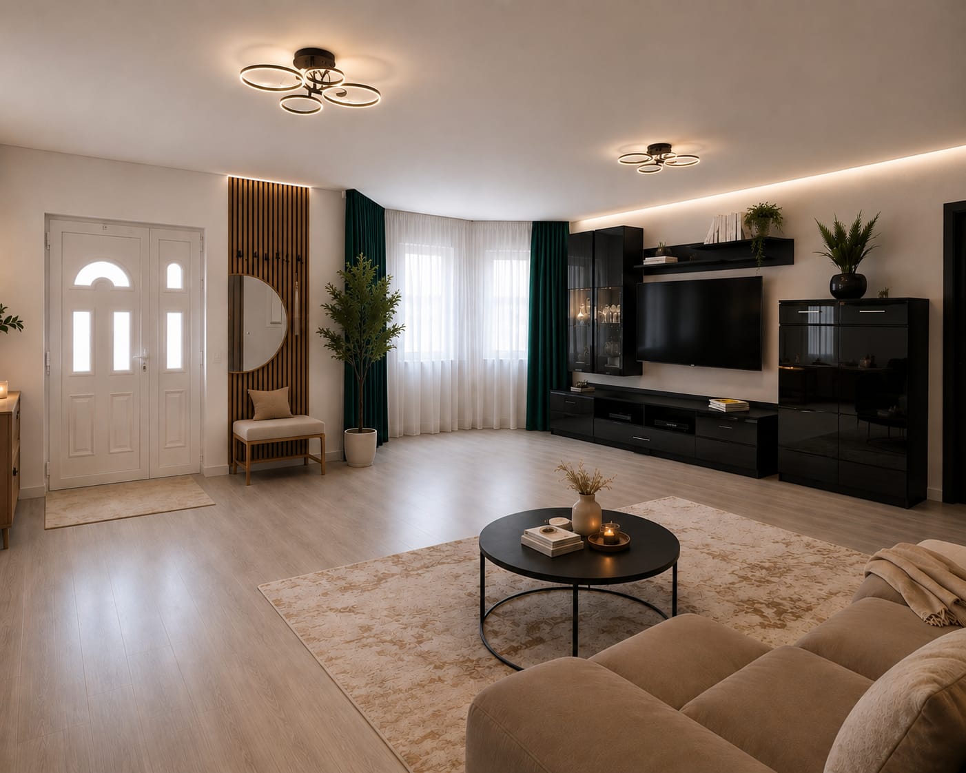 Customer photo review of Mobilier living ARCTIC, negru, PAL, 285x40x190 cm