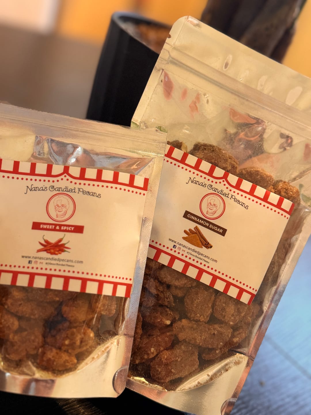 Customer photo review of Cinnamon Sugar Candied Pecans