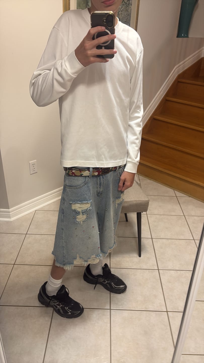 Customer photo review of Aelfric Eden Rhinestone Application Jorts
