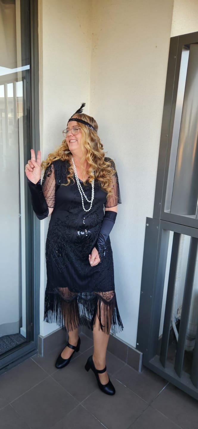 Customer photo review of Plus Size Halle Flapper Dress - Black & Silver