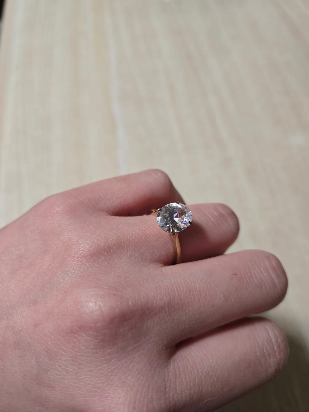 Customer photo review of Oval Solitaire Diamond-Inspired Ring 3ct
