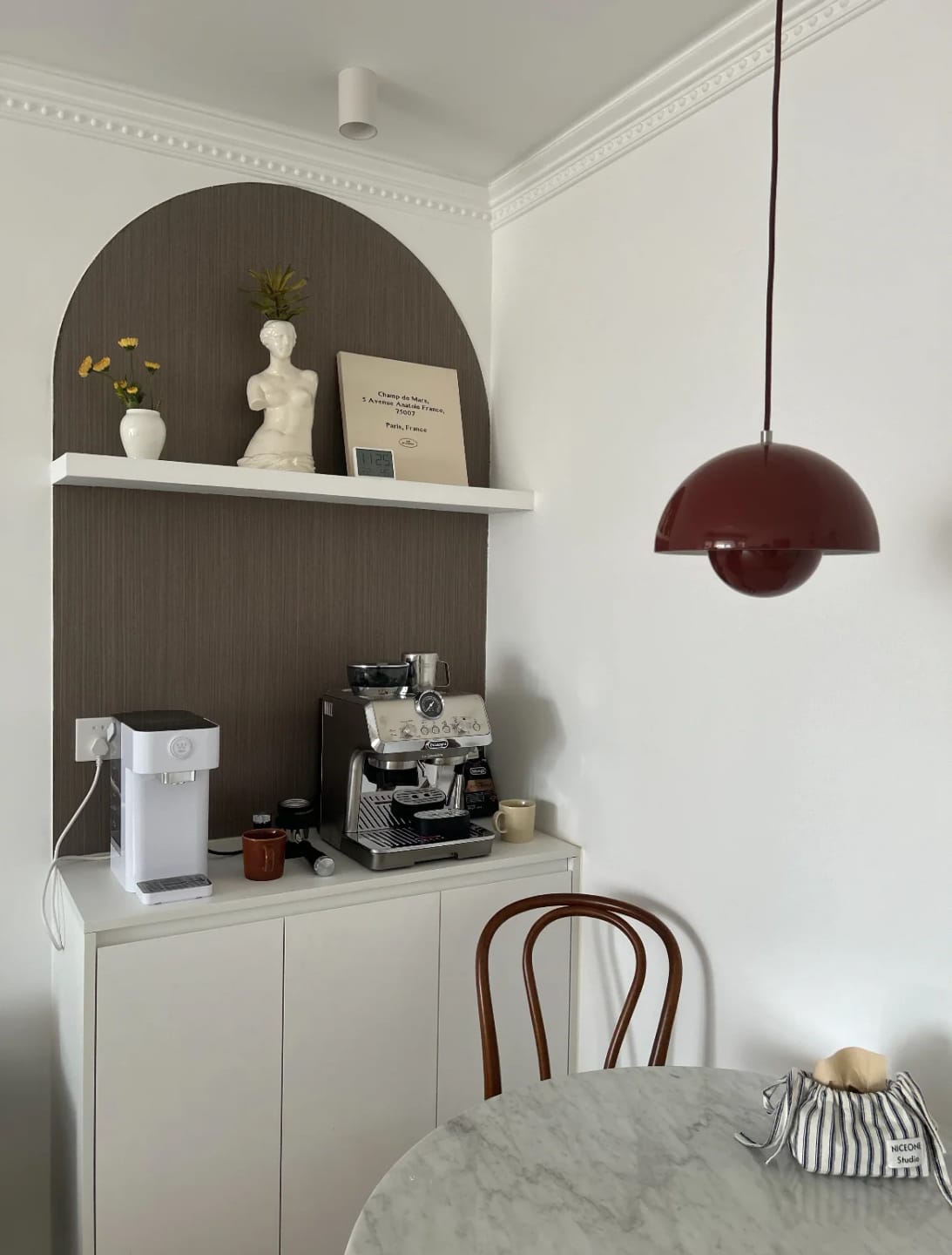 Customer photo review of Flowerpot Pendant Light, Dual-Dome Aluminum Shade, Hardwired Ceiling Fixture