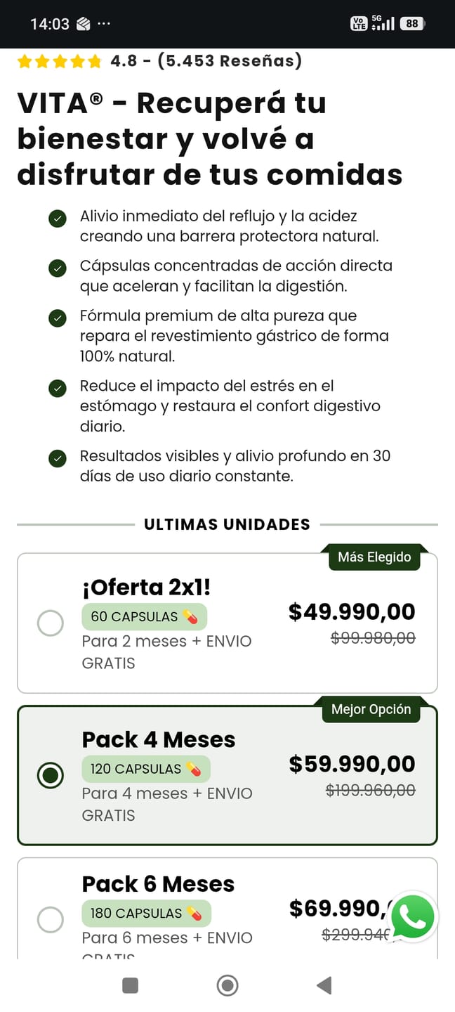 Customer photo review of VITA® - Recuperá tu bienestar y volvé a disfrutar de tus comidas