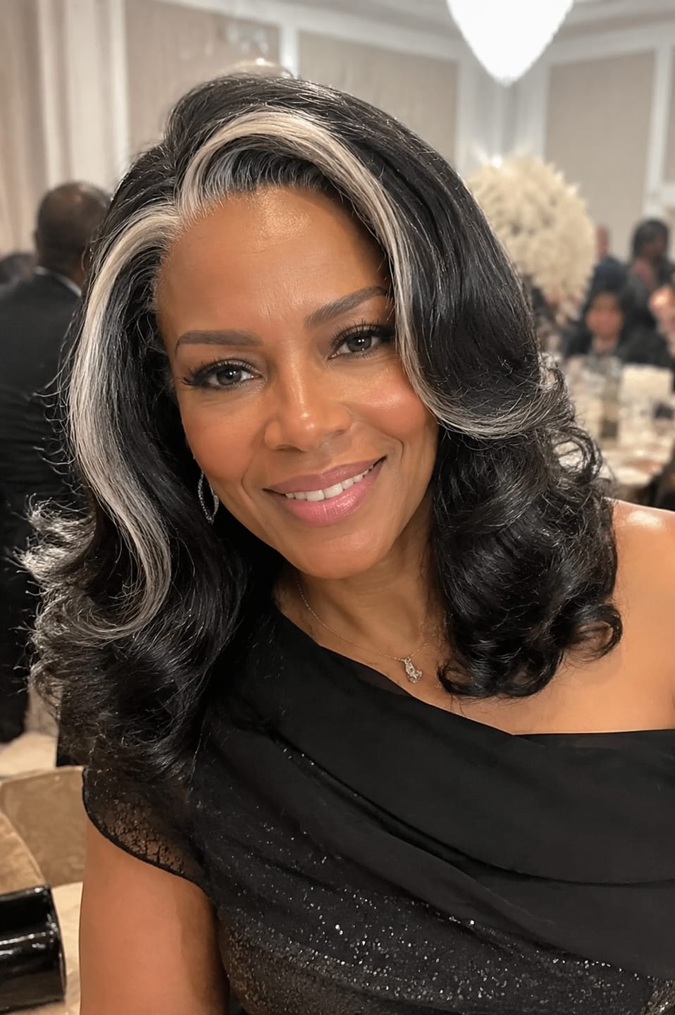 Customer photo review of Luvwin  Salt And Pepper Kinky Wave More Pepper With Salt  Glueless Wig For Mature Women