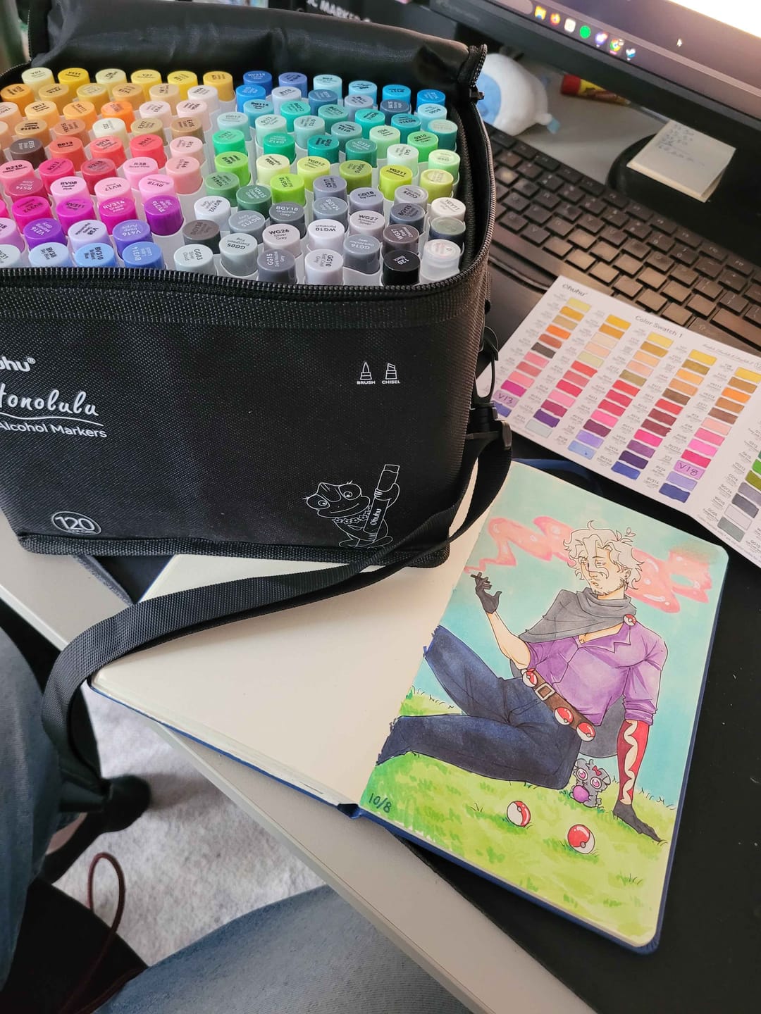 Customer photo review of Ohuhu Honolulu 120 Colors Dual Tips Alcohol Art Markers (New Color Codes)