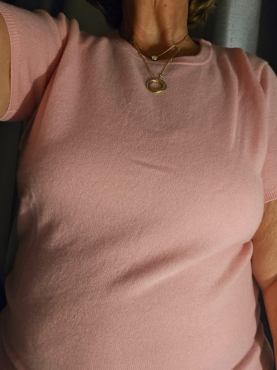Customer photo review of Brand New Candy Floss Pink Cashmere Crew Neck T-Shirt Large UK 16-18