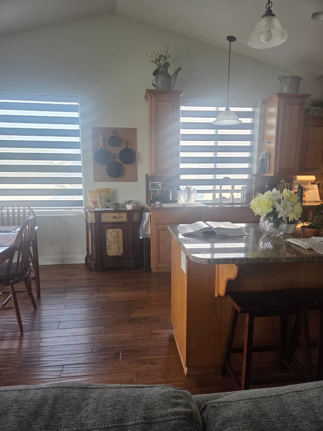 Customer photo review of SmartWings Motorized Light Filtering Roller Shades 50% Blackout PVC Free Sunscreen