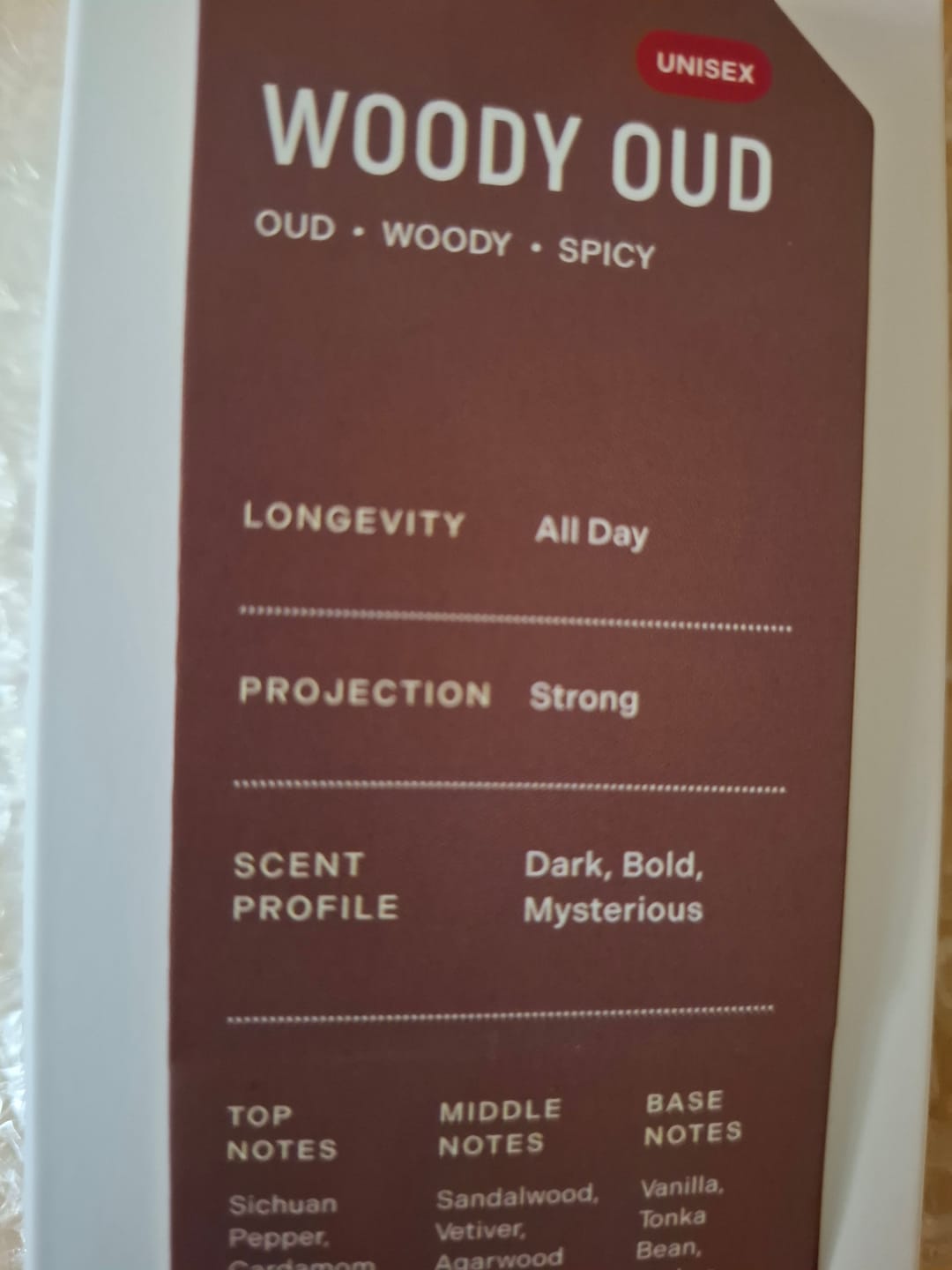 Customer photo review of Woody Oud | Eau De Parfum