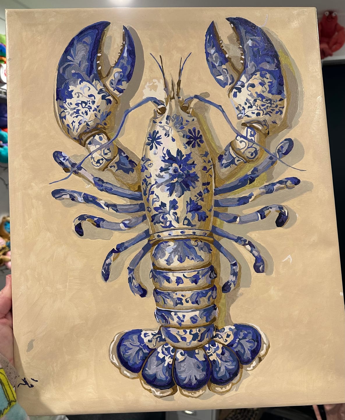 Customer photo review of Delft Lobster | Paint by Number