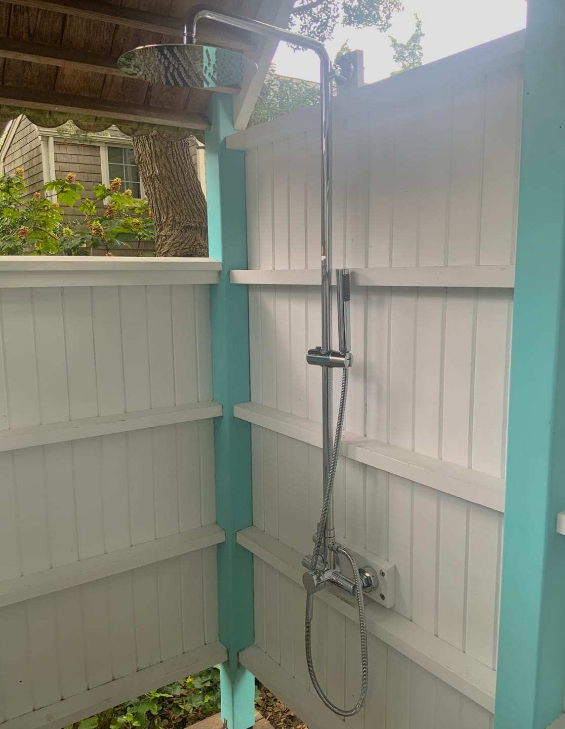 Customer photo review of Dual-Function Outdoor Shower with Handheld and Rain Showerhead