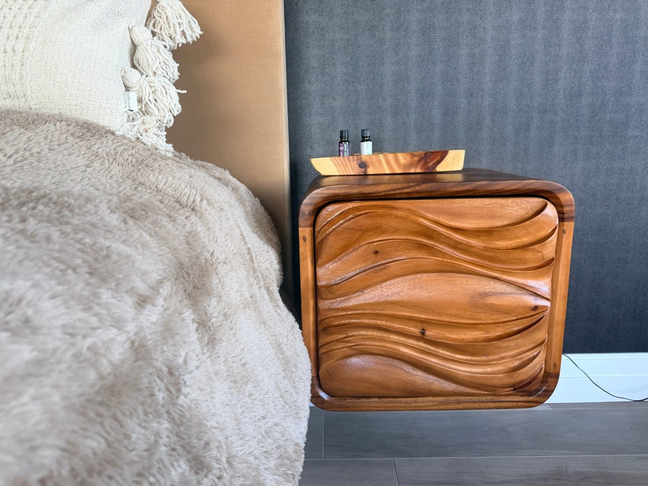 Customer photo review of Organic Sculptural Floating Bedside Table For Bedroom Decor