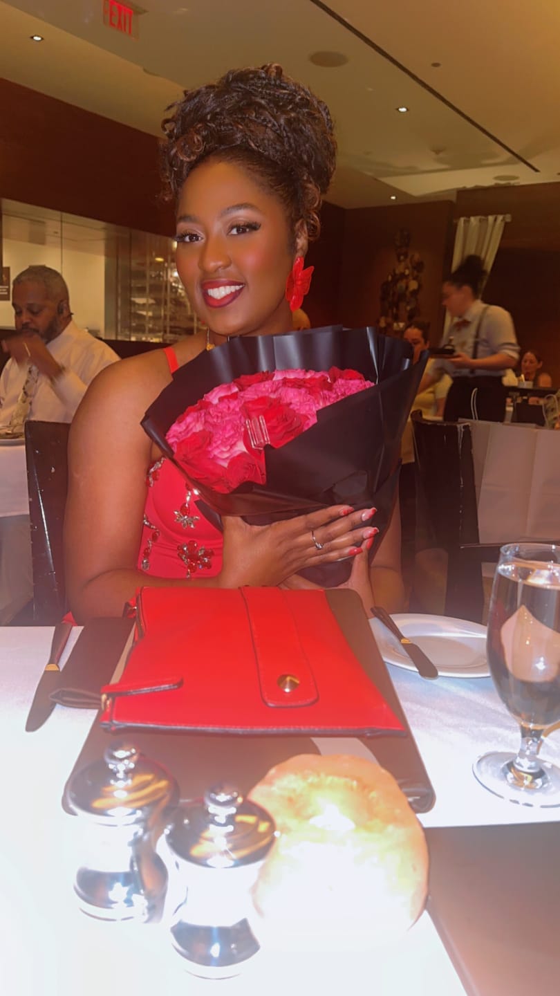 Customer photo review of Red & Hot Pink Rose Bouquet