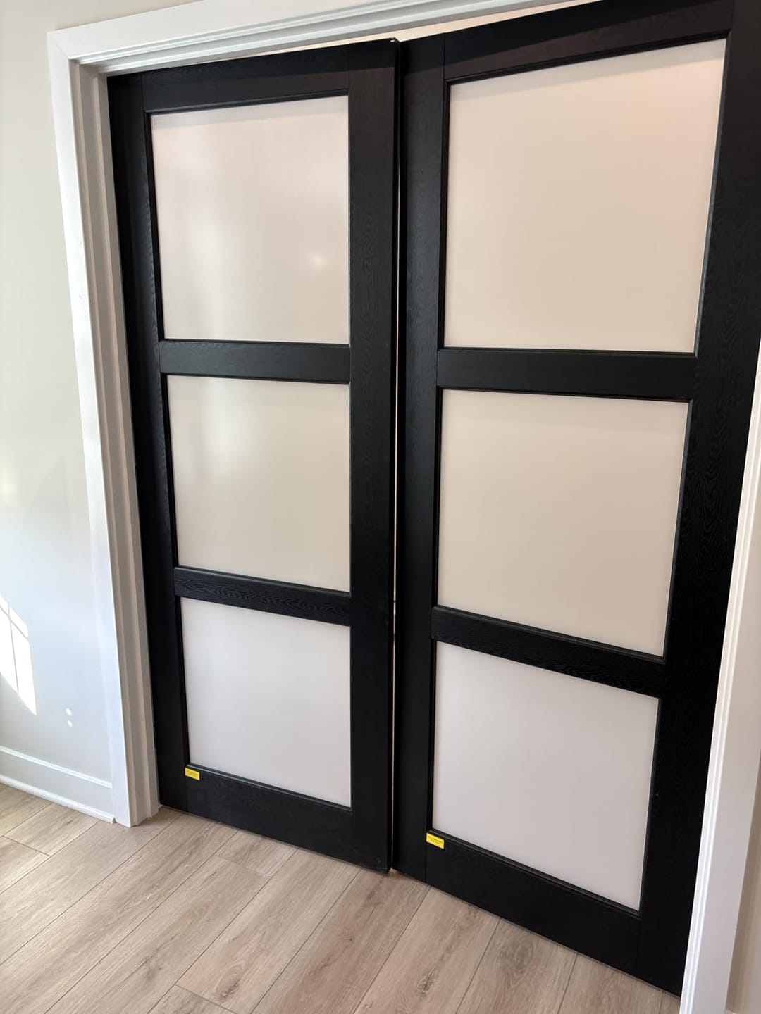 Customer photo review of TENONER Black MDF 3-Lite Frosted Glass Interior Door Slab for Living Room, Bedroom, Hallway