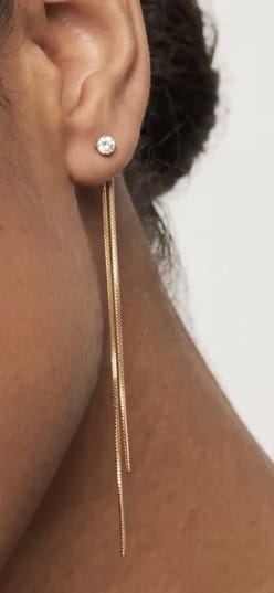 Customer photo review of Dainty Threader Dangle Earrings