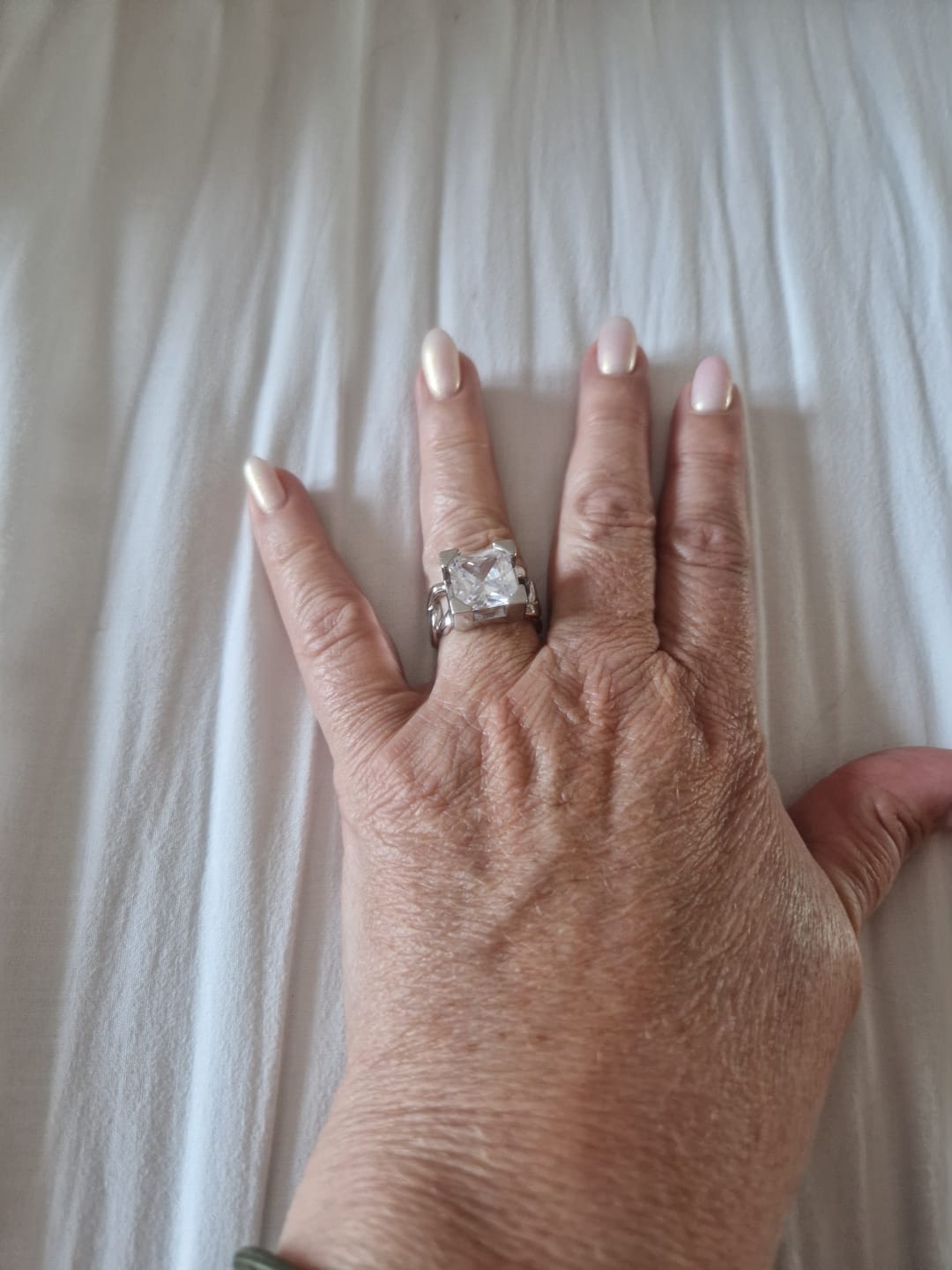 Customer photo review of LuxeLink Glass Square Ring